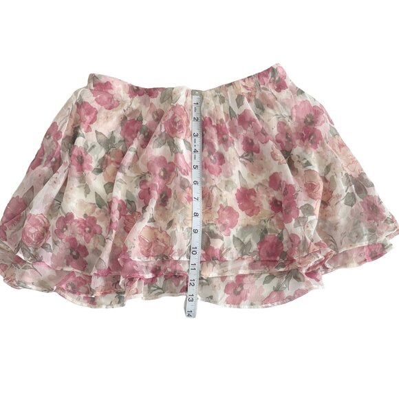 Hollister Pink Floral Ruffle Chiffon Mini Skirt XS - Picture 7 of 8